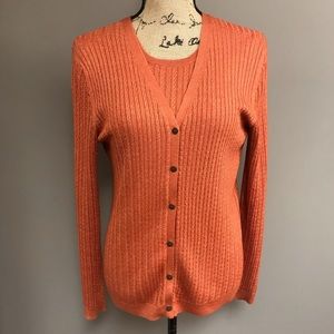 Brooks Brothers Silk & Cashmere Cable Cardigan Set